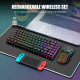 Беспроводная клавиатура и мышь RedThunder K84 с радужной подсветкой мышь Honeycomb с разрешением 3200 точек на дюйм черная (my-11057)