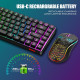 Беспроводная клавиатура и мышь RedThunder K84 с радужной подсветкой мышь Honeycomb с разрешением 3200 точек на дюйм черная (my-11057)