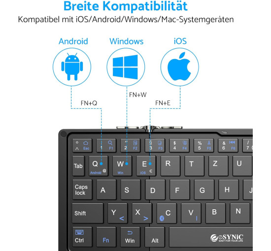 Беспроводная портативная клавиатура eSynic ESY021Bluetooth 5.1 (my-8068)