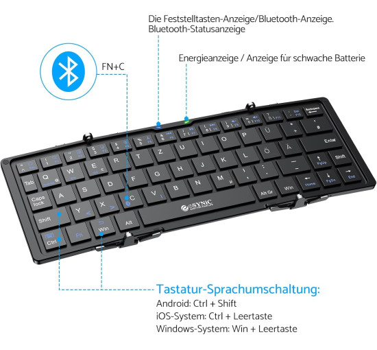Беспроводная портативная клавиатура eSynic ESY021Bluetooth 5.1 (my-8068)