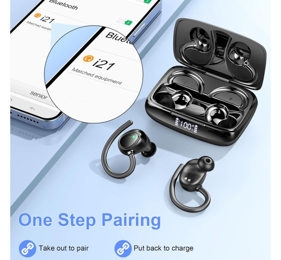 Беспроводные наушники Lrecat i21Bluetooth 5.3 черные (my-6134)