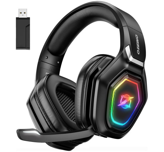 Бездротові навушники з RGB-підсвічуванням Ozeino OW810 з мікрофоном, чорний (my-6086)