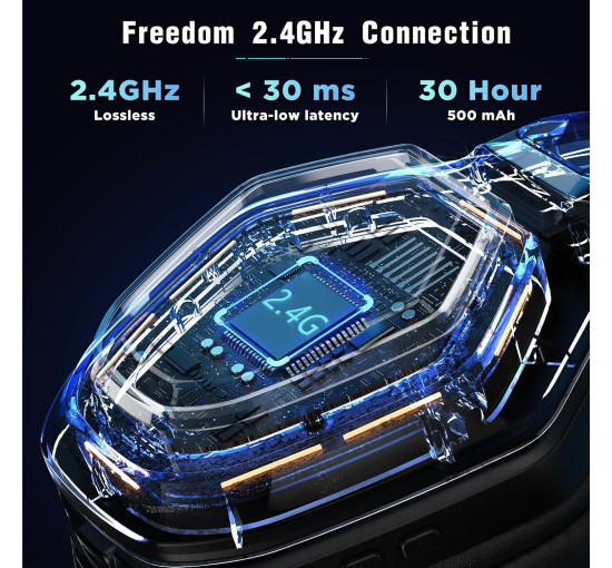 Бездротові навушники з RGB-підсвічуванням Ozeino OW810 з мікрофоном, чорний (my-6086)