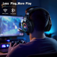 Беспроводные наушники с RGB-подсветкой Ozeino OW810 с микрофоном, черный (my-6086)