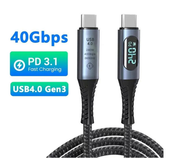 Кабель USB-С4 PD з дисплеєм Daguaika 240 W 40Gbps Thunderbolt 3/4 (my-8123)