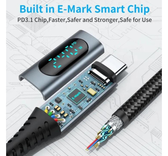 Кабель USB-С4 PD з дисплеєм Daguaika 240 W 40Gbps Thunderbolt 3/4 (my-8123)