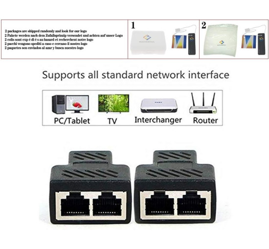 Комплект разъемов-разветвителей RJ45 черный (my-6159)