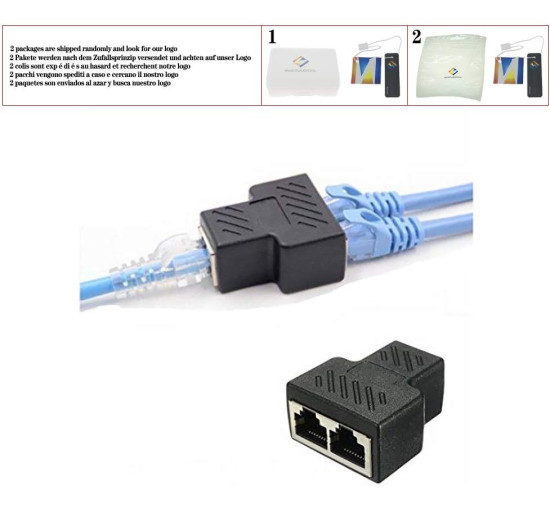 Комплект разъемов-разветвителей RJ45 черный (my-6159)