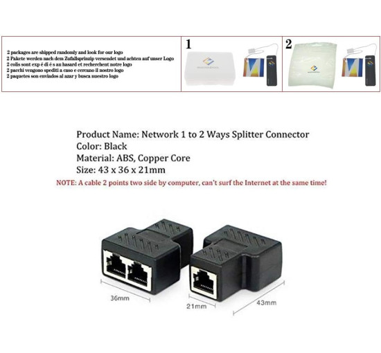 Комплект разъемов-разветвителей RJ45 черный (my-6159)