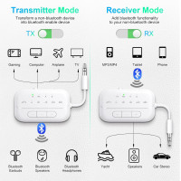 Передавач та приймач SONRU B101 Bluetooth 5.3 аудіо адаптер 2-в-1 білий (my-8122)