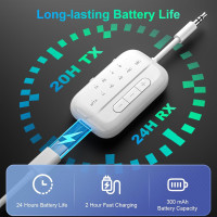 Передавач та приймач SONRU B101 Bluetooth 5.3 аудіо адаптер 2-в-1 білий (my-8122)