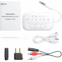 Передавач та приймач SONRU B101 Bluetooth 5.3 аудіо адаптер 2-в-1 білий (my-8122)