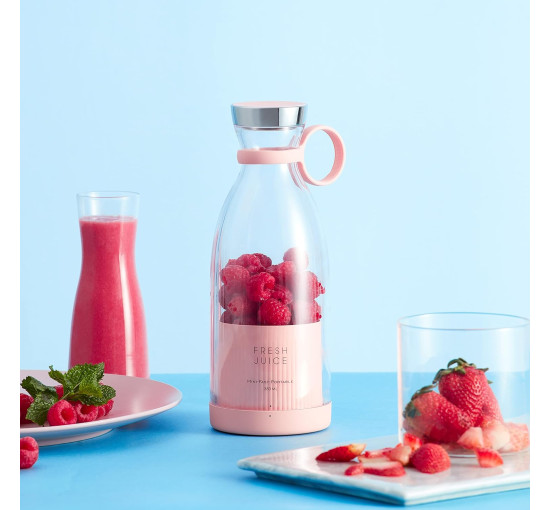 Портативний блендер Fresh Juice для свіжого соку 350 мл 50 Вт USB-рожевий, що перезаряджається (my-11012)