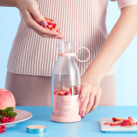 Портативний блендер Fresh Juice для свіжого соку 350 мл 50 Вт USB-рожевий, що перезаряджається (my-11012)