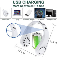 Портативный вентилятор на шею COKEEY с воздушным потоком на 360° аккумулятор на 3000 мАч белый (my-11118)