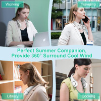 Портативный вентилятор на шею COKEEY с воздушным потоком на 360° аккумулятор на 3000 мАч белый (my-11118)