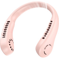 Портативный вентилятор на шею COKEEY с воздушным потоком на 360° аккумулятор на 3000 мАч розовый (my-11117)