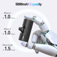 Повербанк iWALK LPX001 емкостью 5000 мАч, быстрая зарядка 20 Вт, с 2 сменными вилками USB-C и USB-подсветкой черный (my-11111)