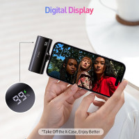 Повербанк iWALK LPX001 ємністю 5000 мАг, швидка зарядка 20 Вт, з 2 змінними вилками USB-C та USB-підсвічуванням чорний (my-11111)