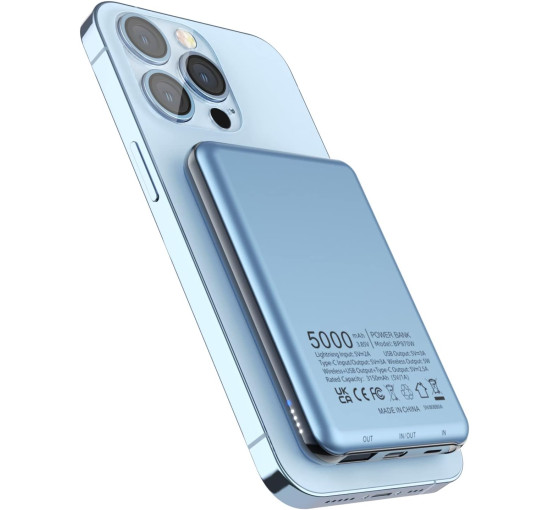 Повербанк KOOSEED BP970W 5000 мАч для iPhone15 14 13 12 Pro Max Plus Magsafe USB Type C синий (my-11108)