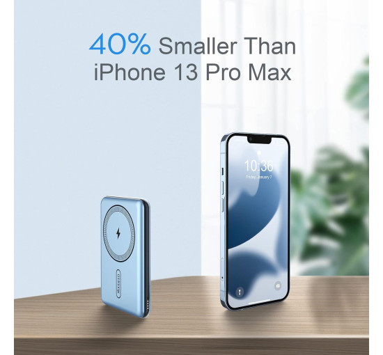 Повербанк KOOSEED BP970W 5000 мАч для iPhone15 14 13 12 Pro Max Plus Magsafe USB Type C синий (my-11108)