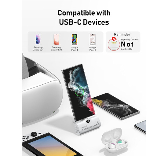 Повербанк VEEKTOMX VT052L-Lightning 5000 мАг USB Type C 18 Вт швидка зарядка білий (my-11109)