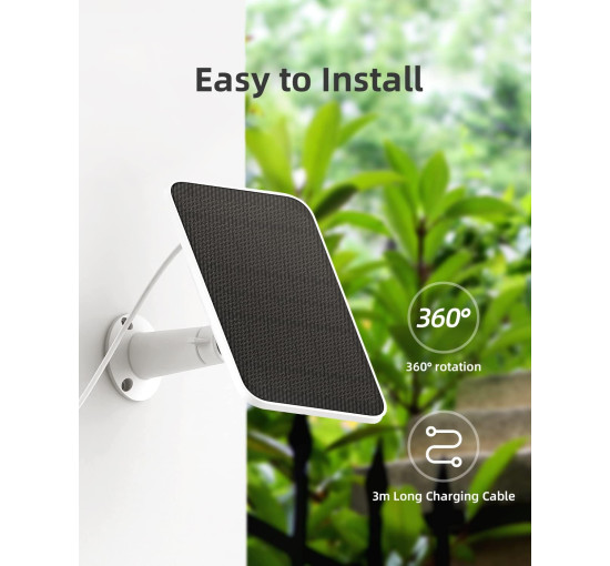 Солнечное зарядное устройство Noorio 2.6W/5V с кабелем 10 футов и регулируемым кронштейном для камеры видеонаблюдения (my-11002)