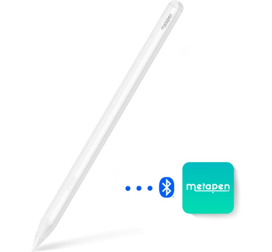 Стилус Metapen ME-APP412 для iPad 2018-2024 точність пікселів 0,1 мм, 2-кратна прискорена зарядка білий (my-11126)