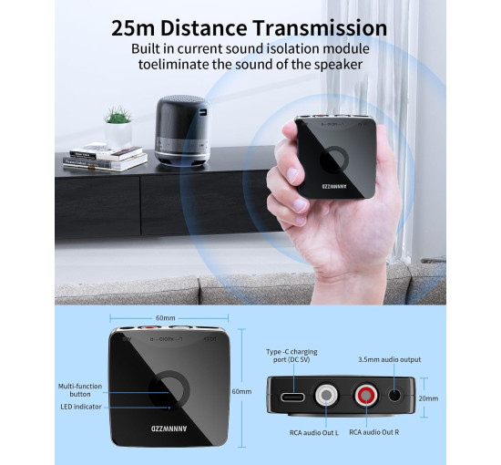Bluetooth-адаптер ANNNWZZD AN-BR13B для домашней стереосистемы Hi-Fi черный (my-11132)