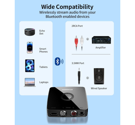 Bluetooth-адаптер ANNNWZZD AN-BR13B для домашней стереосистемы Hi-Fi черный (my-11132)
