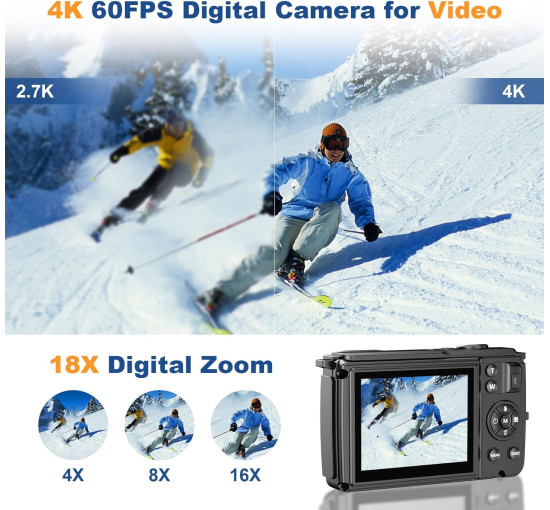 Цифровая камера Weochi 4K 64MP для фотосъемки черная (my-8024)