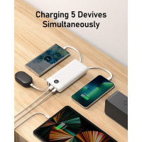 Повербанк VEEKTOMX 20000 mAh с 5 выходными портами и светодиодным дисплеем белый (my-6052)