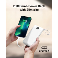 Повербанк VEEKTOMX 20000 mAh з 5 вихідними портами та світлодіодним дисплеєм білий (my-6052)