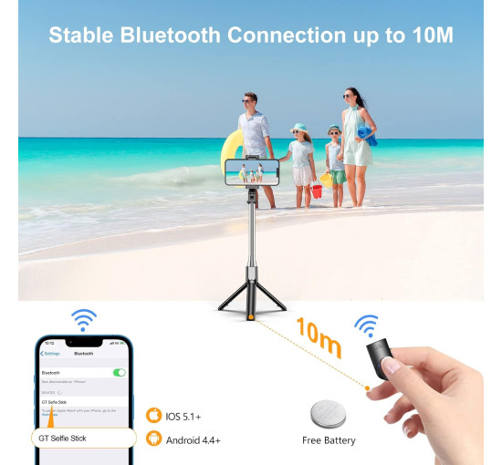 Штатив для селфи Gritin G3900 с Bluetooth-подставкой 4в1со съемным беспроводным пультом дистанционного управления (my-8094)