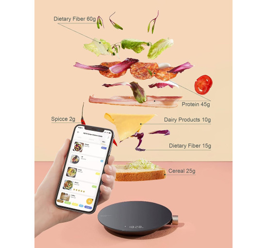 Кухонные цифровые весы HOTO Smart Food Scale в граммах и унциях с высокоточным датчиком 0,1 г, измерения в 4 единицах (г/мл/унция/фунт: унция) (my-005)